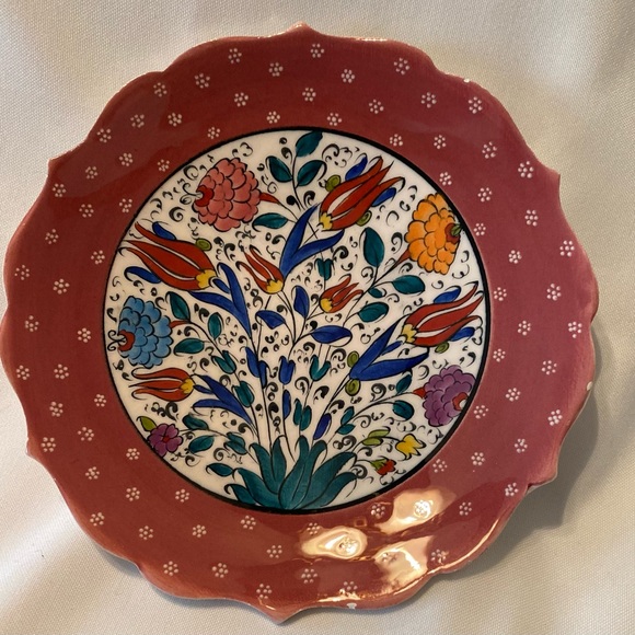 Authentic Signed Vintage Turkish Ceramic Hand Painted 7” Decorative Plate - Picture 1 of 10